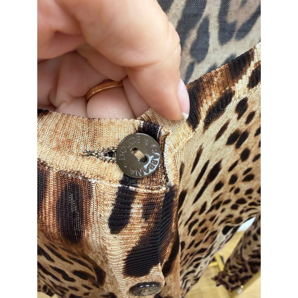Dolce & Gabbana Leopard Print Semi Sheer V Neck Cardigan Made Italy Sz 42 US M - Picture 6 of 16
